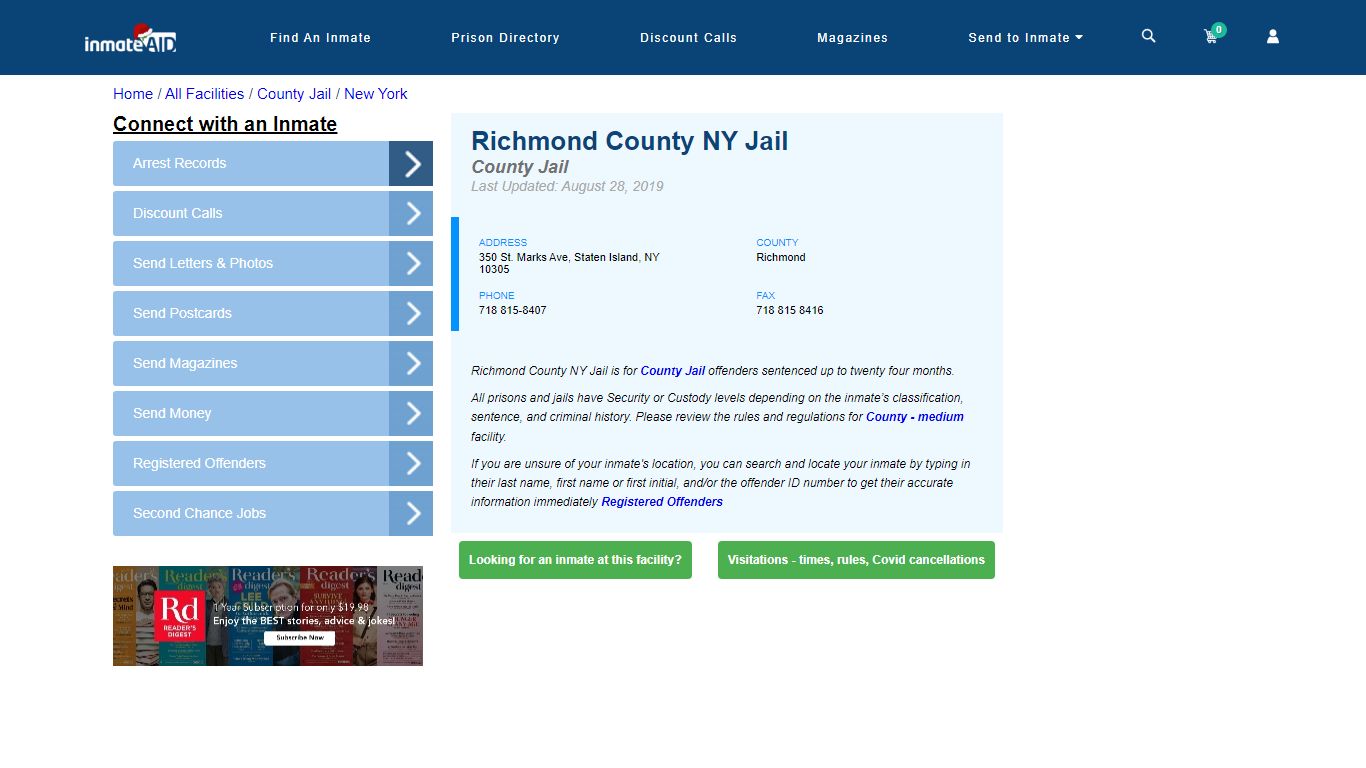Richmond County NY Jail - Inmate Locator - Staten Island, NY